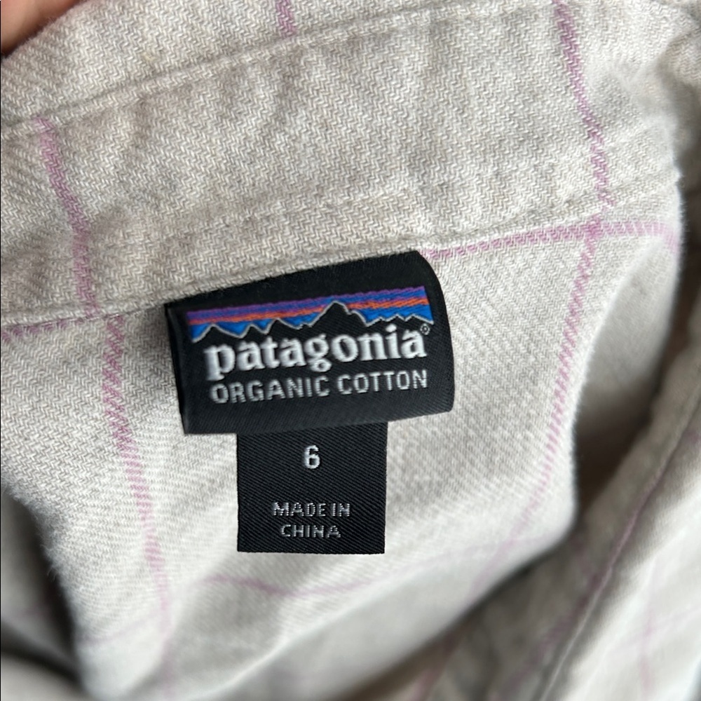 Patagonia Gray and Pink Organic Cotton Shirt Worn W's Heywood Flannel Shirt SZ 6 - Picture 2 of 10